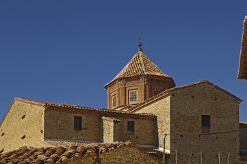 Fototapeta na wymiar La Asuncion churh in Catavieja, Maestrazgo, Teruel province, Spain