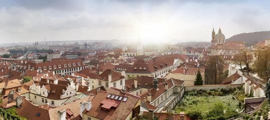 View of ancient roofs. Prague. Czech Republic