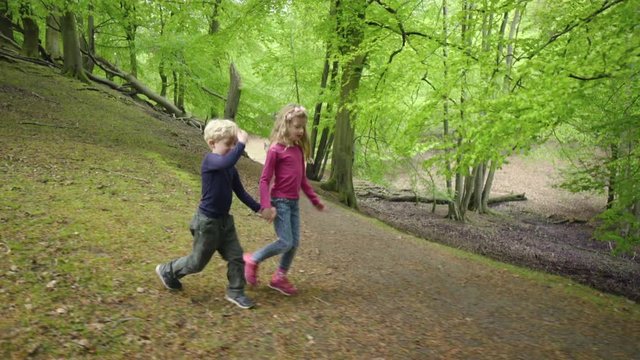 Two Walking In Forest Children