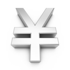 Obraz premium 3D Rendering silver Japanese yen Sign isolated on white background