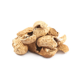 Pile of peanut shells isolated