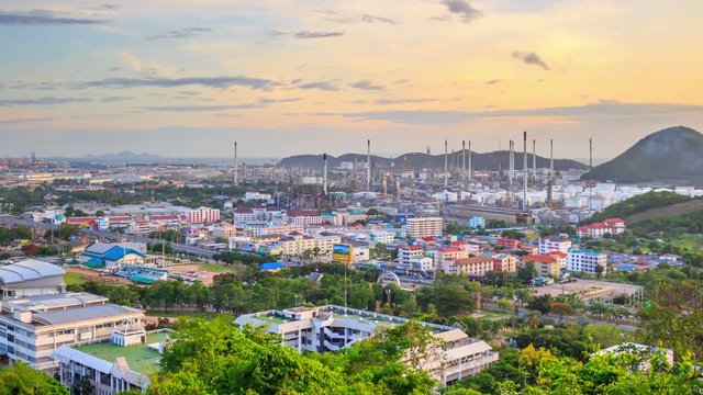 Time Lapse sunset at Oil refinery ,Thailand :Day to night timelapse shot original size 4k (4096x2304)