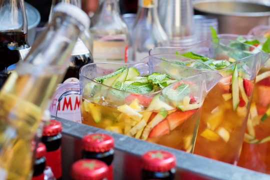 Pimm's Outdoor Summer Bar. Beer, Wine Drinks Service