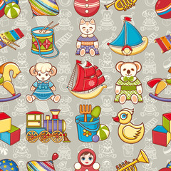 Kid toy seamless pattern. Design element for postcard, banner, flyer