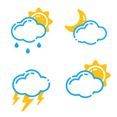 Set of weather icons vector illustration season outline design thunder temperature sign