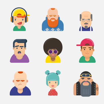 Set of funny avatars. Different persons, gender and age