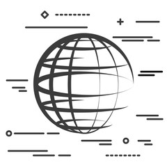 Flat Line design graphic image concept of globe planet icon on a white background