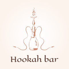 Vector logo template for club, lounge cafe,  bar or shop, arabian house. Isolated illustration of hookah, eps 10.