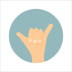 Shaka hand sign. Surfing icon