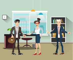 Office people teamwork, brainstorming in flat style