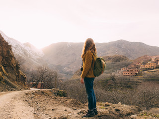 Female tourist with backpack