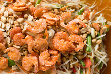 Papaya salad ingredient, a famous menu in Laos and Thailand