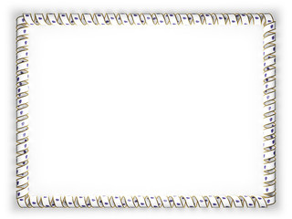 Frame and border of ribbon with the state Massachusetts flag, USA, edging from the golden rope. 3d illustration