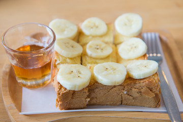 toasts with caramelized and banana