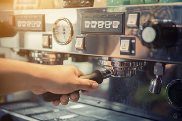 Professional coffee machine in a cafe