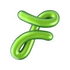 Obraz premium Glossy green letter F uppercase. 3D rendering