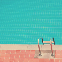 Top view swimming pool background with retro filter tone