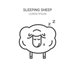 Sleeping sheep line style icon. Vector illustration.