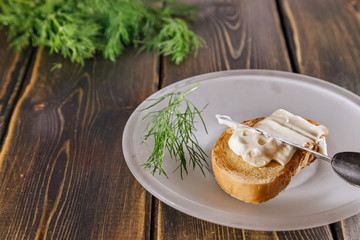 Soft cheese on toast