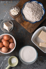 Ingredients for cooking khachapuri with suluguni cheese