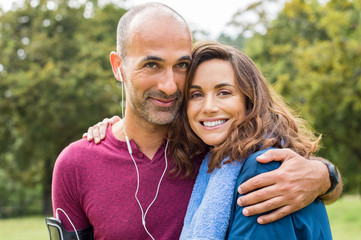 Couple relaxing after jogging