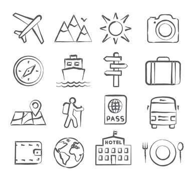 Travel and tourism icon set