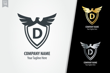 Initial Letter D Shield Logo Design 