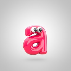 Funny pink letter A lowercase with eyes