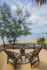 cradle on the beach with coconut tree