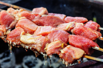 Pork shashlik on skewers