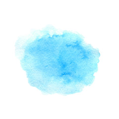 Hand drawn watercolor blue texture isolated on the white background. Vector.