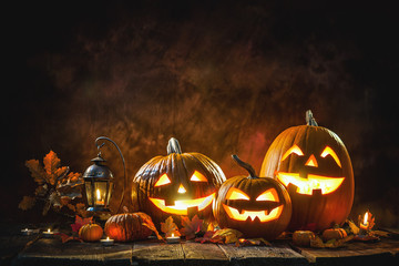 Halloween pumpkin head jack lantern - obrazy, fototapety, plakaty