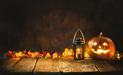 Rolgordijnen Halloween pompoen hoofd jack lantaarn © Alexander Raths