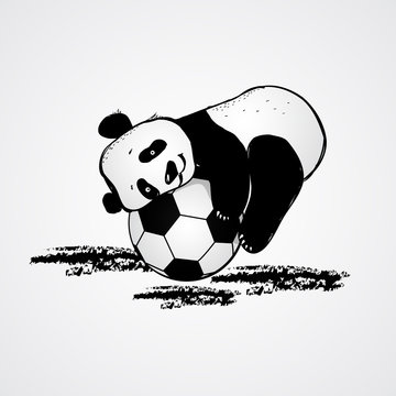 Vector cute Panda on the ball
