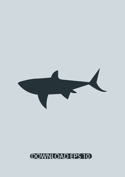 Shark silhouette icon, Vector