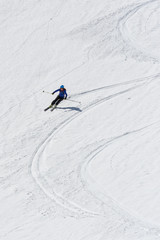Snapshot of a woman skiing