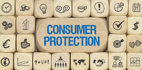 Consumer Protection / Würfel mit Symbole