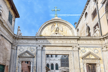 Fototapeta na wymiar Arhitectural facade in Venice Italy