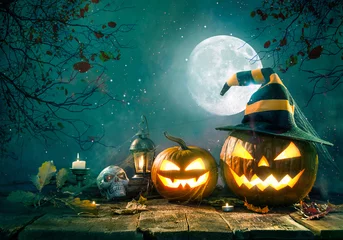 Rolgordijnen Halloween pumpkin head jack lantern © Alexander Raths