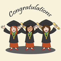 graduation events / happiness of graduation concept, vector illustration