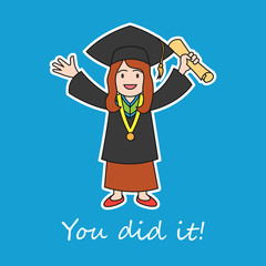 graduation events / happiness of graduation concept, vector illustration