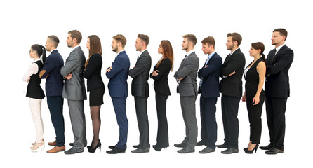 Obraz premium Profile of a business team in a single line against white background