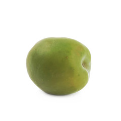 Single green olive isolated