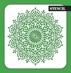 Stencil. Mandala. Round Ornament Pattern. Ethnic decorative background. Islam, Arabic, Indian, ottoman motifs. My be used for laser cutting or die cutting machines.
