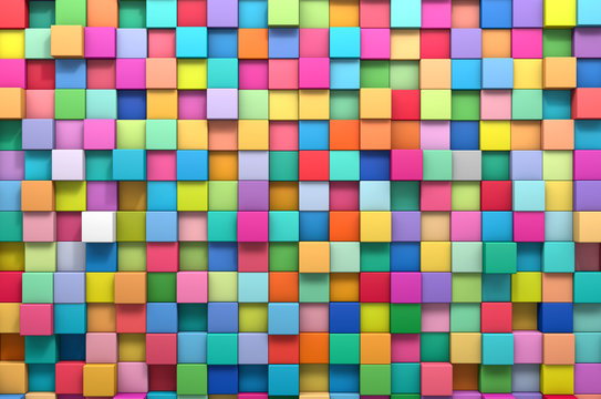 3D rendering abstract background of multi-colored cubes © afxhome
