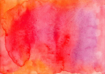 Red background painted in watercolor by hand on wet textured paper