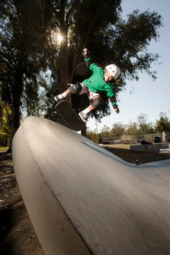 Boy skating at skatepark