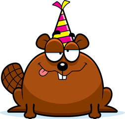 Cartoon Beaver Drunk Party