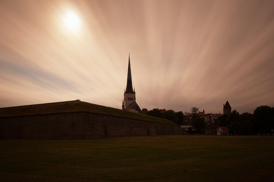 Silhouette of church steeple against sky