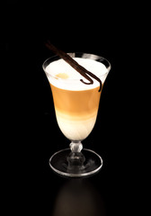 cappuccino or latte on a black background